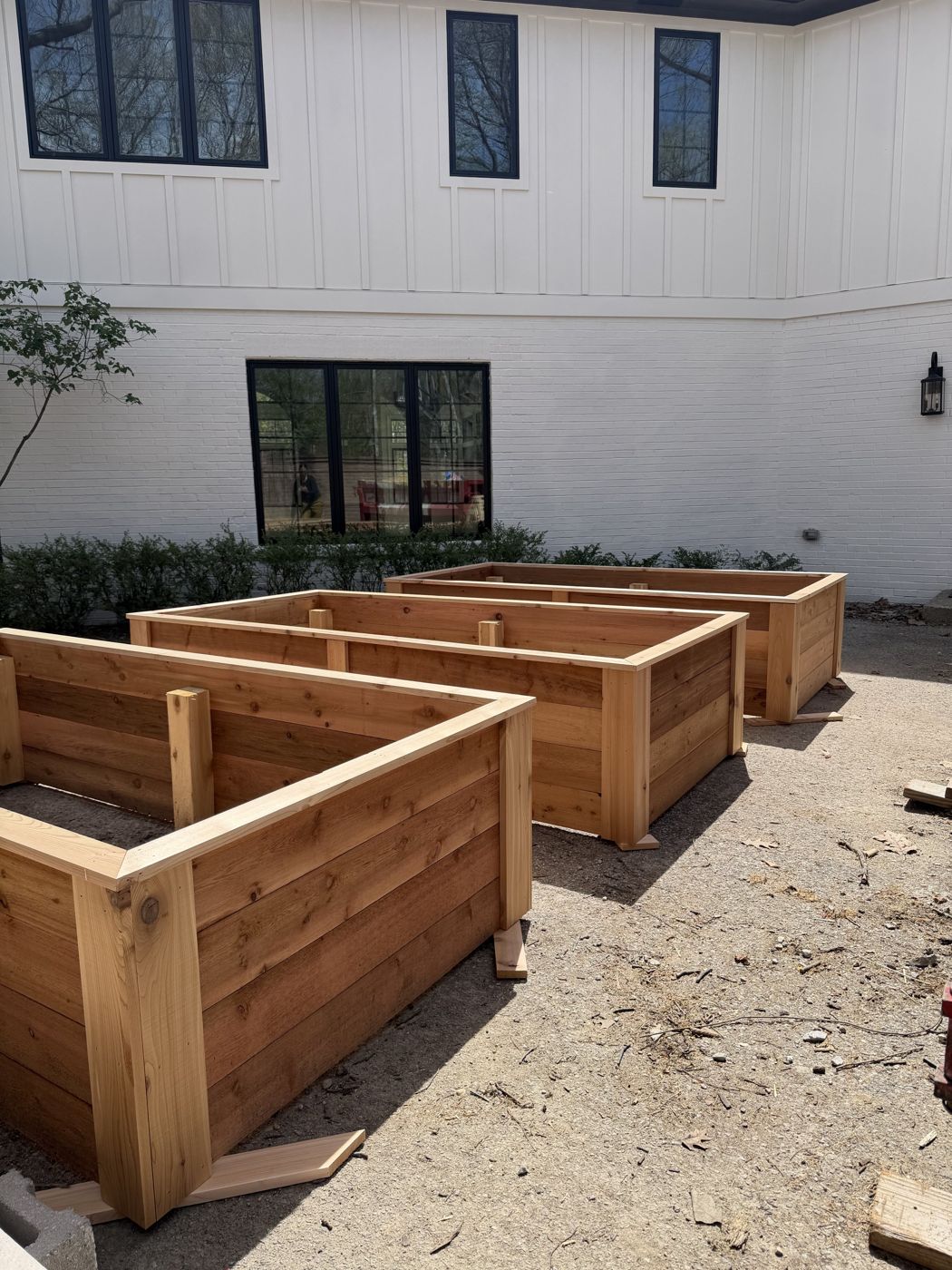 Custom raised garden beds built from cedar
